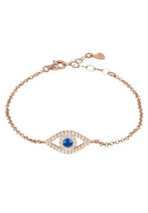 Evil Eye Elliptical Bracelet Blue Rosegold - Femstylo