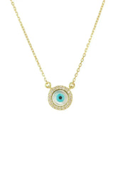 Evil Eye Mother Of Pearl Necklace Cz Gold - Femstylo