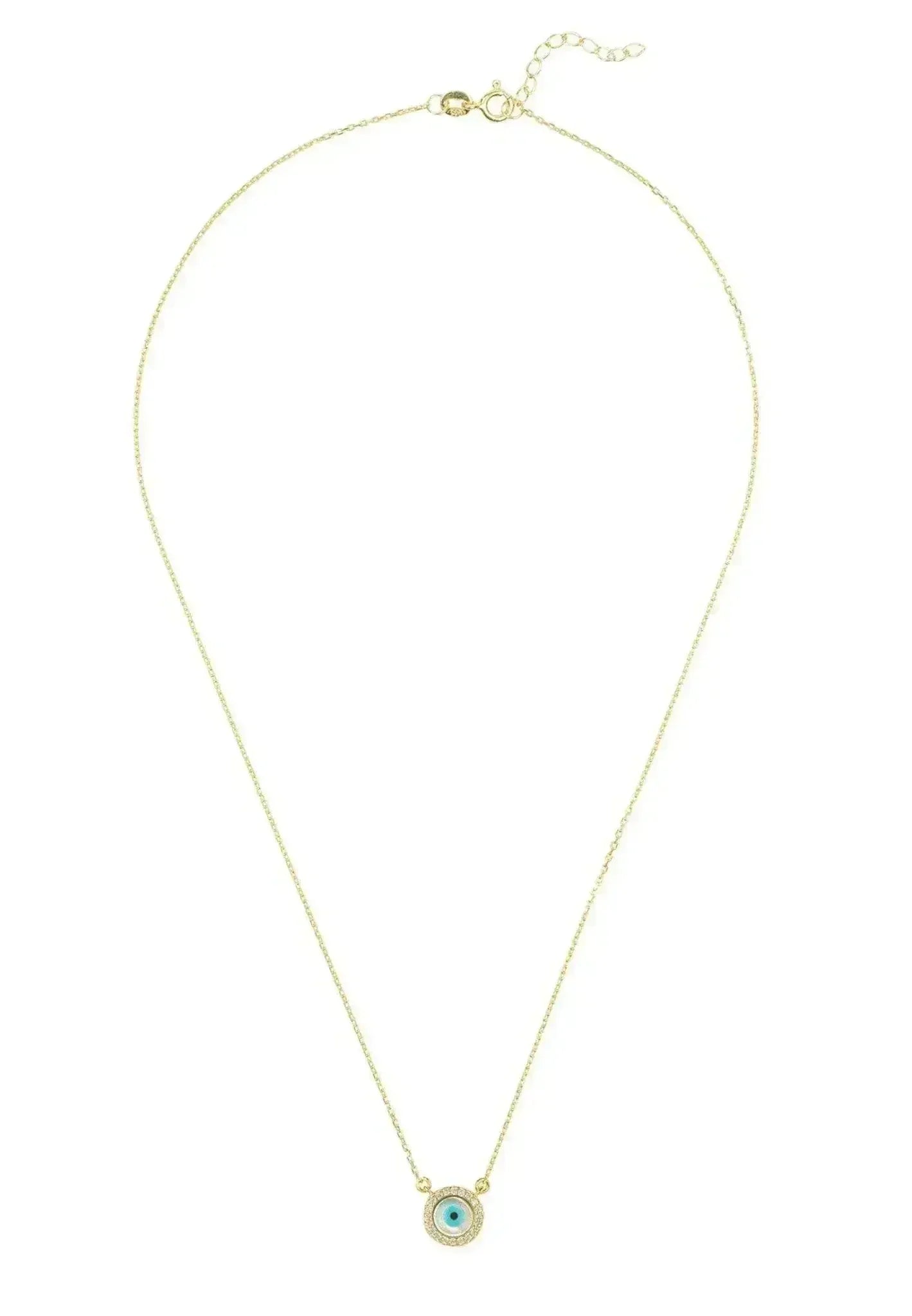 Evil Eye Mother Of Pearl Necklace Cz Gold - Femstylo