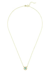 Evil Eye Mother Of Pearl Necklace Cz Gold - Femstylo
