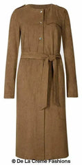 Ex Per Una - Womens Tan Brown Suedette Longline Duster Coat - Femstylo