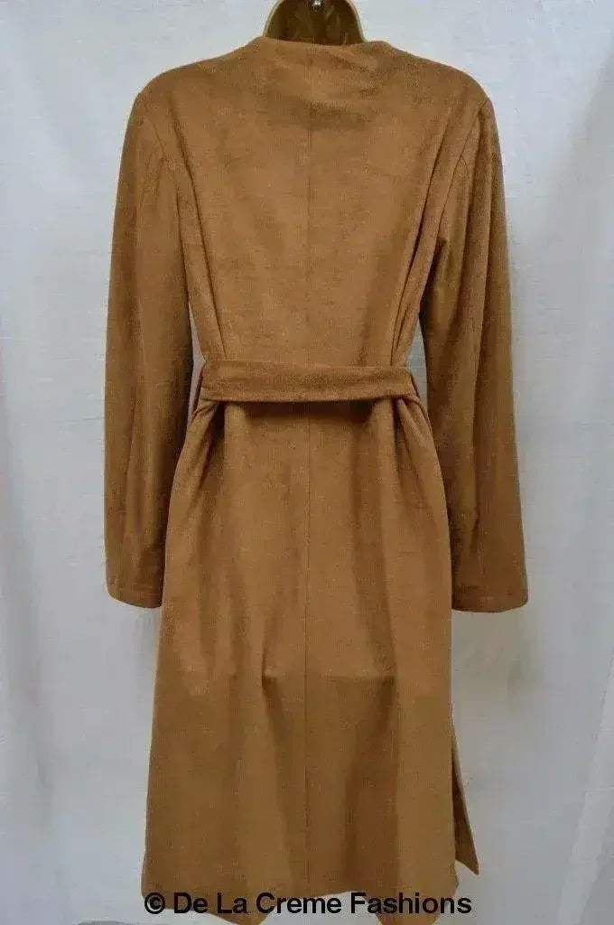 Ex Per Una - Womens Tan Brown Suedette Longline Duster Coat - Femstylo