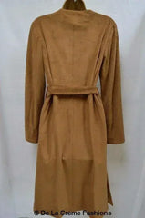 Ex Per Una - Womens Tan Brown Suedette Longline Duster Coat - Femstylo