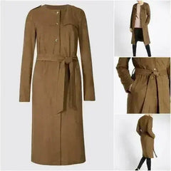 Ex Per Una - Womens Tan Brown Suedette Longline Duster Coat - Femstylo