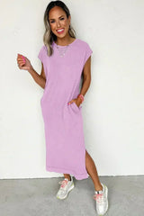 Carrot Mineral Wash Pocketed T-shirt Dress - Femstylo