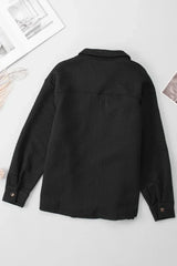 Black Lattice Texture Retro Quilted Shacket – Femstylo