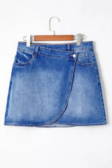 Ashleigh Blue Wrapped Crossed Waist Denim Mini Skirt - Femstylo
