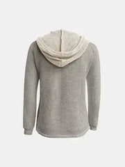 Full Size Waffle-Knit Contrast Long Sleeve Hoodie - Femstylo