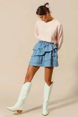 SO ME Asymmetrical Ruffled Game Day Skirt - Femstylo