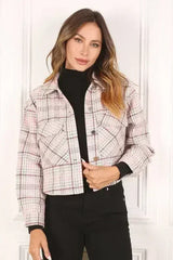 Plaid crop jacket - Femstylo