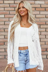 White Open Knit Cardigan - Lightweight & Machine Washable | Femstylo - Femstylo
