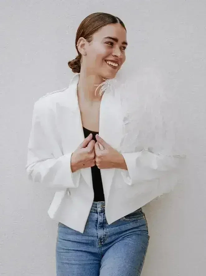 Lydia Ostrich Feather Blazer - Femstylo