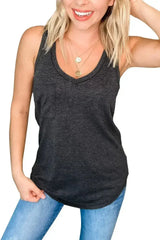 V Neck Racerback Tank Top with Pocket - Femstylo