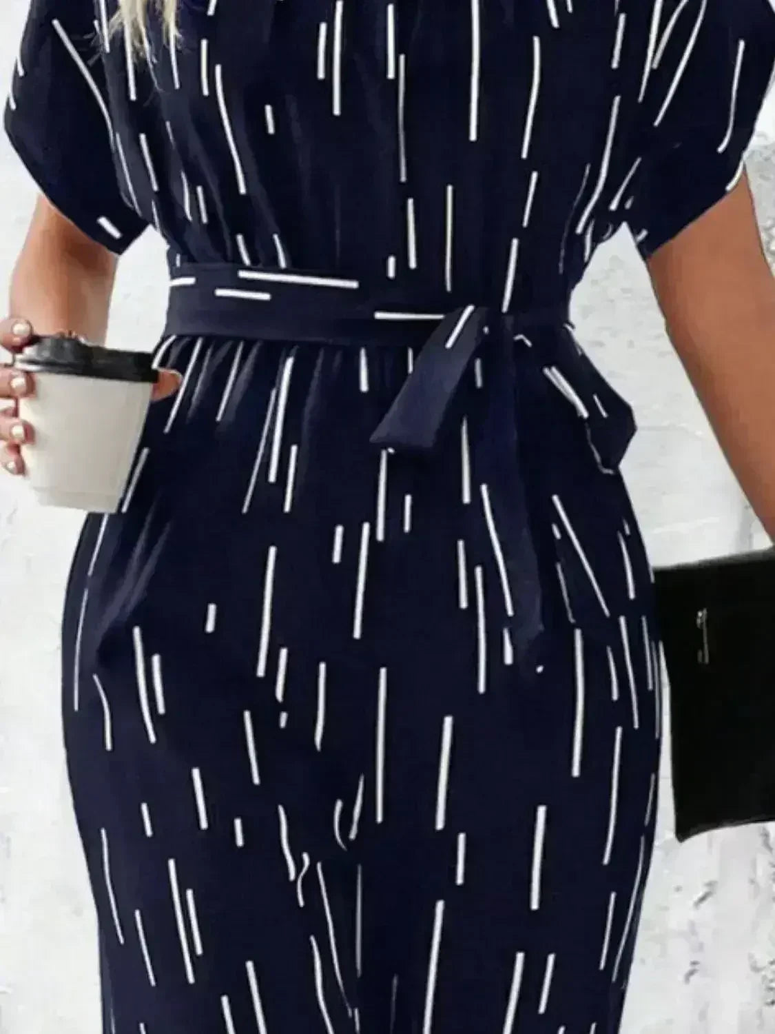 Tied Printed Mock Neck Wide Leg Jumpsuit - Femstylo