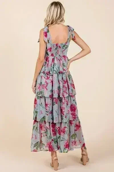 Mittoshop Layered Floral Sweetheart Neck Maxi Dress - Femstylo