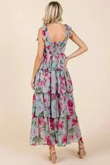 Mittoshop Layered Floral Sweetheart Neck Maxi Dress - Femstylo