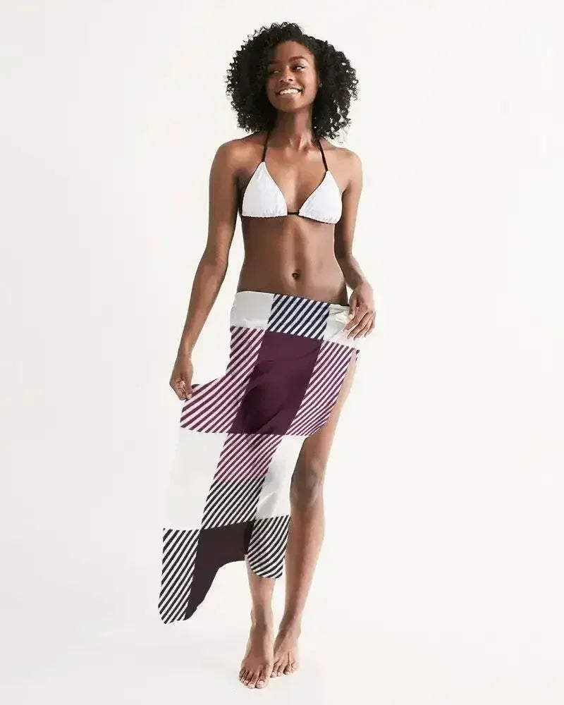 Sheer Sarong Swimsuit Cover Up Wrap / White Grid - Femstylo