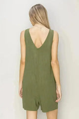 HYFVE V-Neck Sleeveless Romper with Pockets - Femstylo