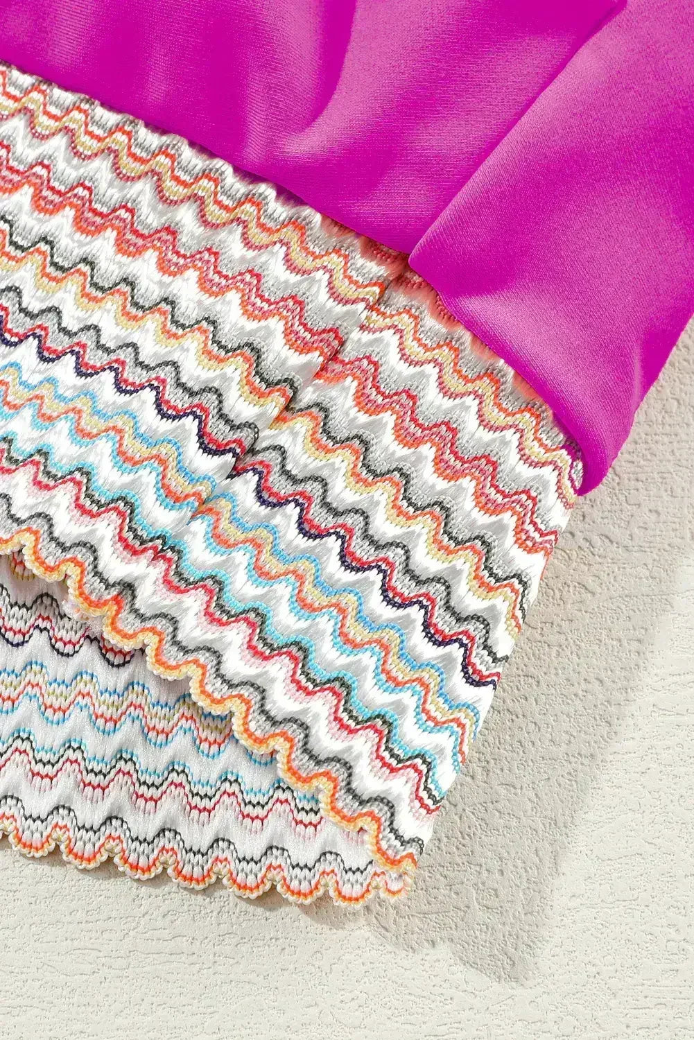 Rose Striped Patchwork Spaghetti Strap High Waist Bikini Set - Femstylo