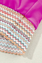 Rose Striped Patchwork Spaghetti Strap High Waist Bikini Set - Femstylo