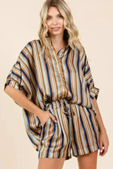 Mittoshop Drawstring Striped Satin Shorts - Femstylo