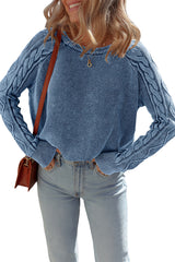 Ashleigh Blue Cable Knit Raglan Sleeve Casual Sweater