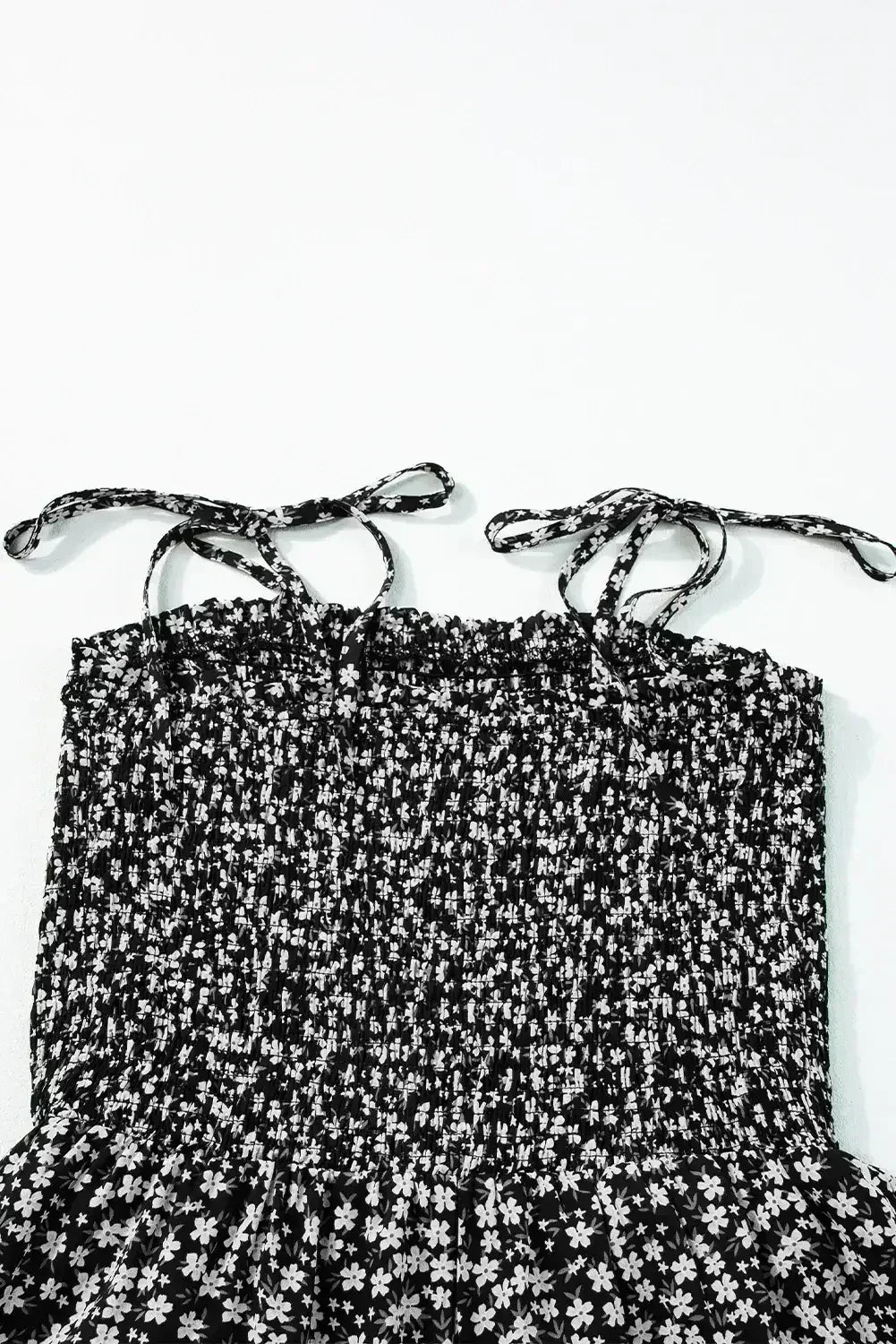 Dusk Blue Floral Print Spaghetti Straps Smocked Wide Leg Jumpsuit - Femstylo