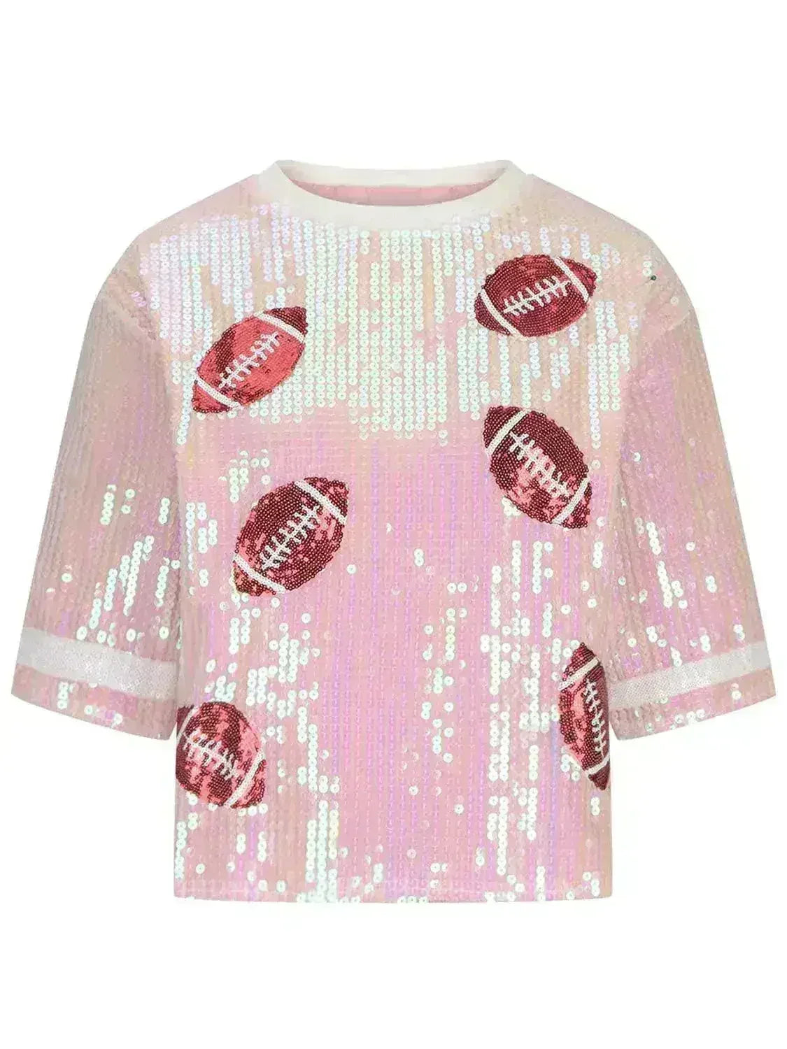 Sequin Football Top - Sparkling Half-Sleeve Blouse | Femstylo - Femstylo