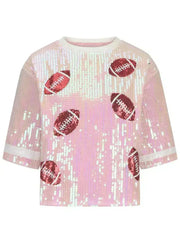 Sequin Football Top - Sparkling Half-Sleeve Blouse | Femstylo - Femstylo