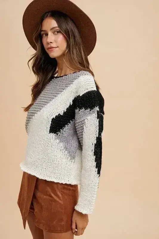 Annie Wear Color Block Drop Shoulder Sweater - Trendy & Comfortable - Femstylo