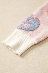 Beige Halloween Cute Pumpkin Pattern Sweater