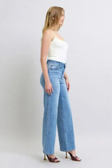 Judy Blue Wide Leg Jeans – High Waist w/ Pockets | 93% Cotton Blend - Femstylo