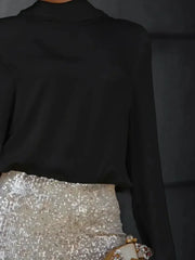 Backless Cowl Neck Long Sleeve Blouse – Elegant & Stylish | Femstylo - Femstylo