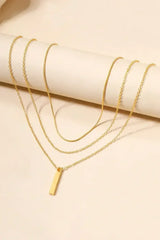 Gold Bar Pendant Layered Adjustable Chain Necklace - Femstylo