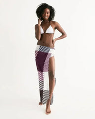 Sheer Sarong Swimsuit Cover Up Wrap / White Grid - Femstylo
