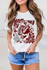 White Touch Down Game Day Tis Season Graphic Crew Neck Tee