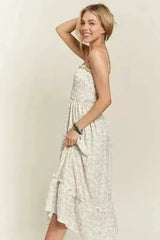 ADORA Smocked Floral Ruffled Hem Cami Dress - Femstylo