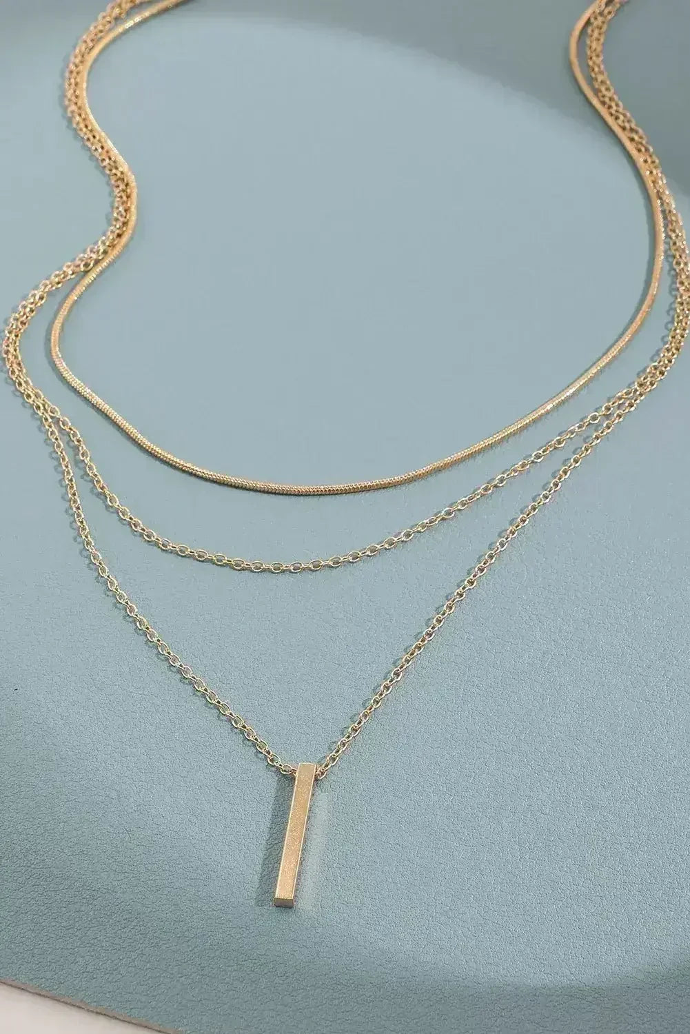 Gold Bar Pendant Layered Adjustable Chain Necklace - Femstylo