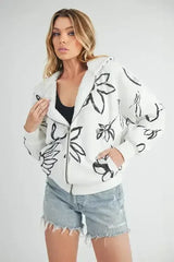Aemi + Co Flower Sherpa Hoodie - Zip-Up & Cozy | S-L | Femstylo - Femstylo