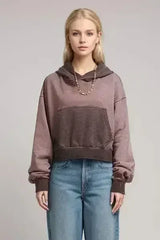 Basic Bae Kangaroo Pocket Long Sleeve Cropped Hoodie - Femstylo