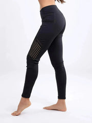 High-Waisted Pilates Leggings with Side Pockets & Mesh Panels - Femstylo