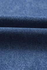 Beau Blue Short Sleeve Collared Chest Pocket Denim Mini Dress - Femstylo