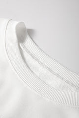 Beige MERRY Christmas Heat Transfer Printing Drop Shoulder Pullover Sweatshirt