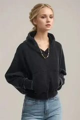 Basic Bae Kangaroo Pocket Long Sleeve Cropped Hoodie - Femstylo