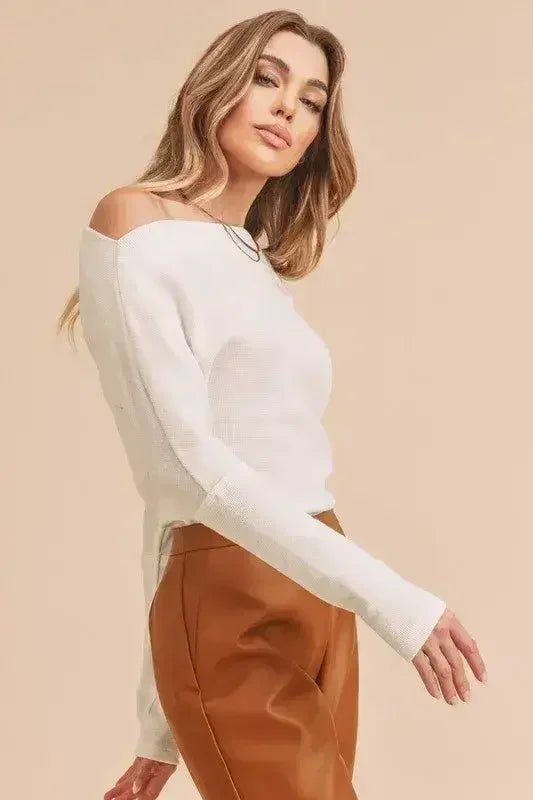 Aemi + Co One Shoulder Long Sleeve Knit Top - Femstylo