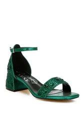 Nocturnal Rhinestone Embellished Shimmer Sandals - Femstylo