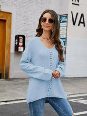 V-Neck Rib-Knit Top - Comfort Women's Shirt | Femstylo - Femstylo
