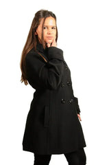 Wool Feel Double Breasted Hooded Coat - Femstylo