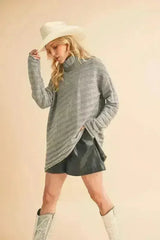 Asymmetrical Turtleneck Sweater – Modern Side Slit Design - Femstylo