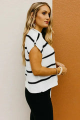 Batwing Stripes Sleeve Sweater - Striped Oversized Tee | Femstylo - Femstylo